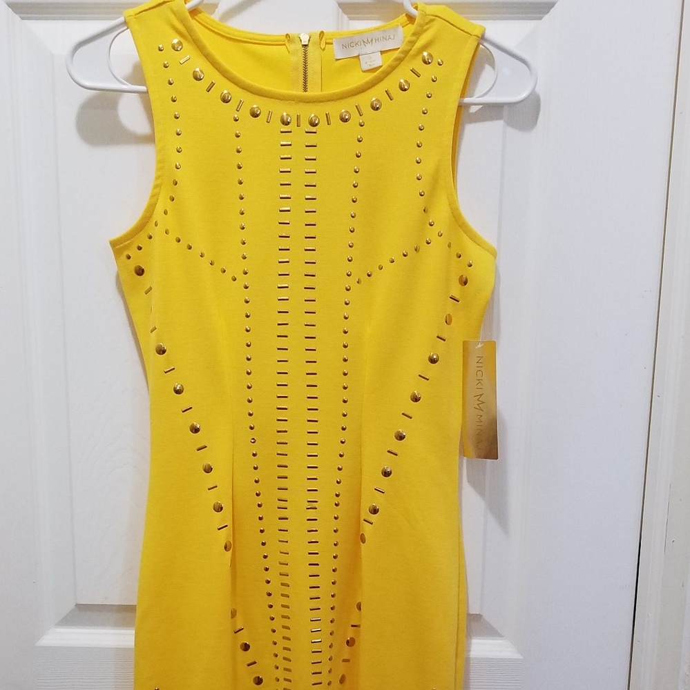 Nicki Minaj yellow studded dress